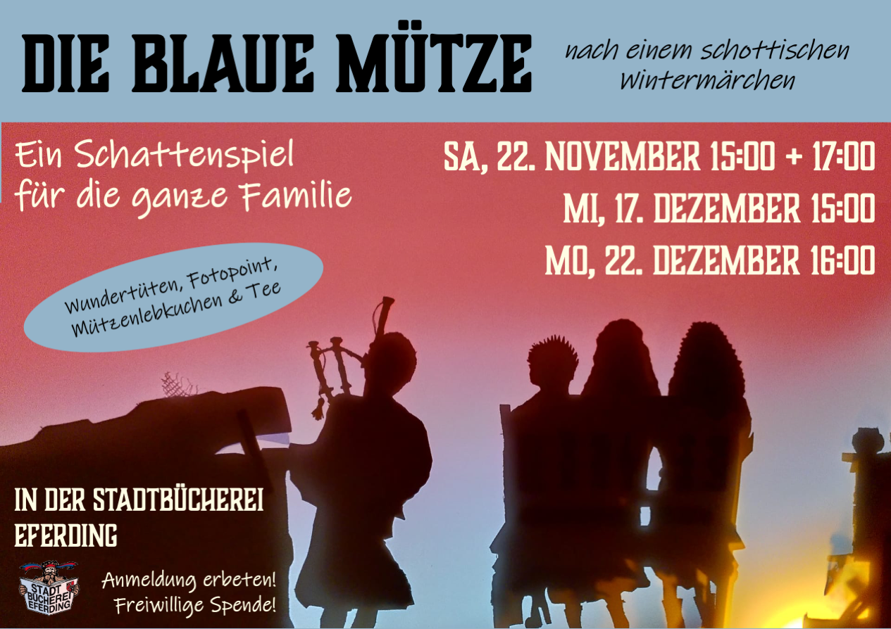 Plakat zum Schattentheater "Die blaue Mütze"